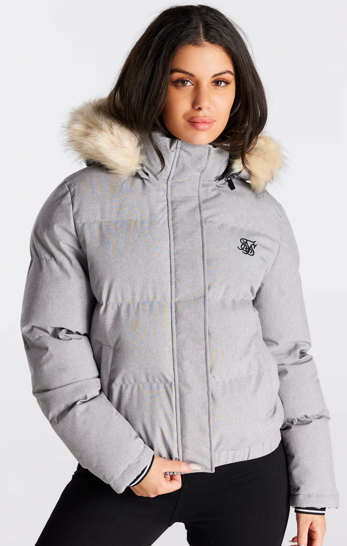 SikSilk Core Cropped Parka - Grey Marl - Image 10
