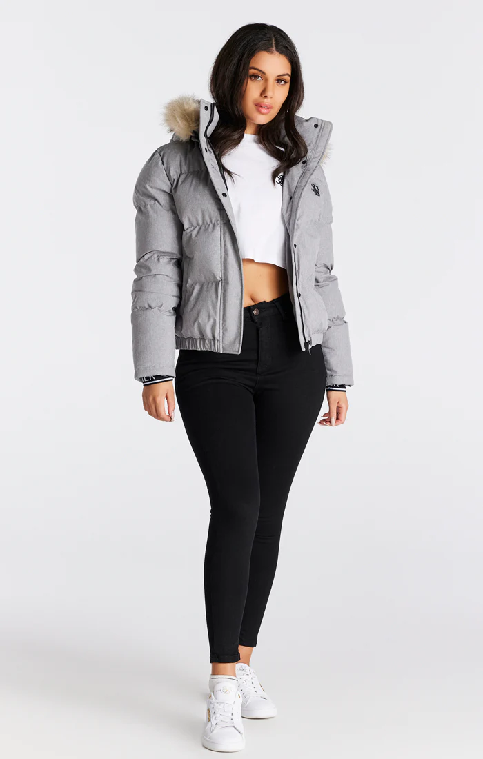 SikSilk Core Cropped Parka - Grey Marl - Image 2