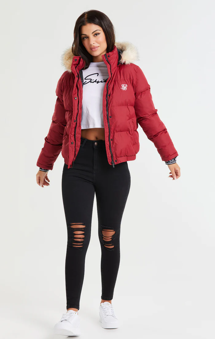 SikSilk Core Cropped Parka - Red - Image 2