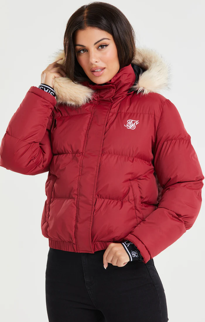 SikSilk Core Cropped Parka - Red - Image 7