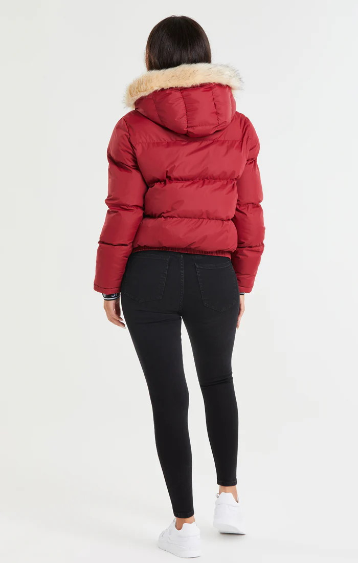 SikSilk Core Cropped Parka - Red - Image 9