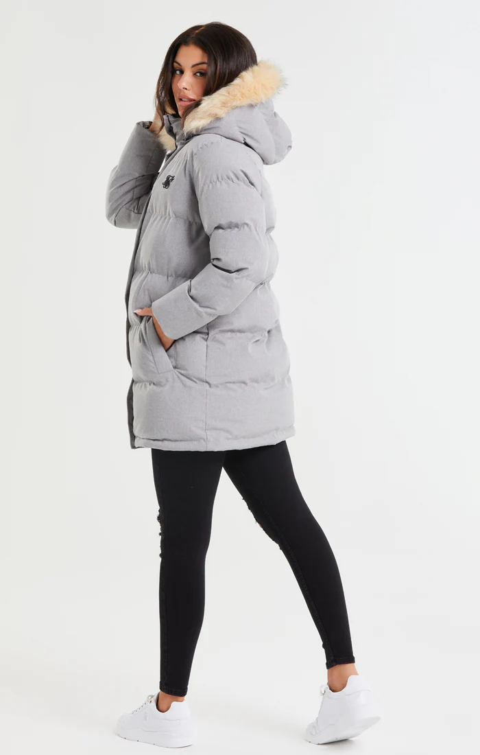 SikSilk Core Longline Parka - Grey Marl - Image 10