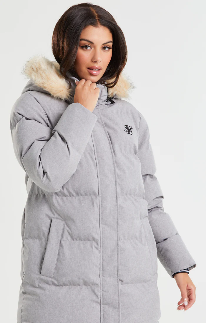 SikSilk Core Longline Parka - Grey Marl - Image 7