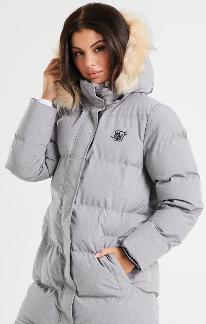 SikSilk Core Longline Parka - Grey Marl - Image 8