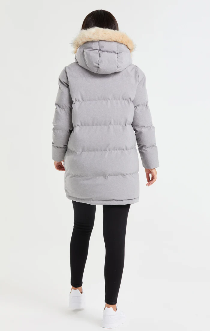 SikSilk Core Longline Parka - Grey Marl - Image 9