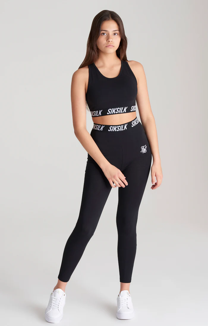 Girls Black Essentials Taped Legging - Image 3