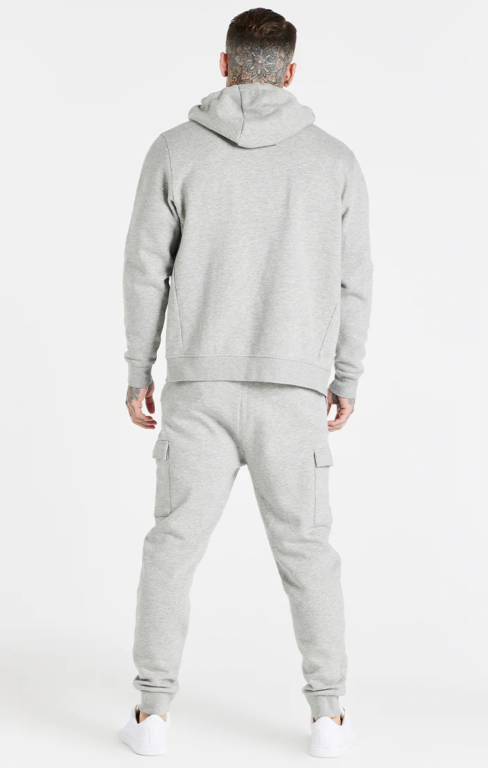 Grey Marl Essential Zip Through Funnel Neck Hoodie - Image 5