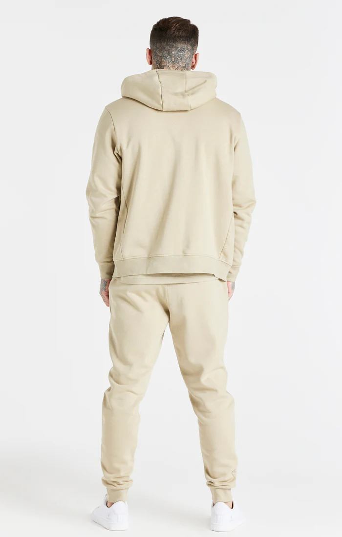 Beige Essential Zip Through Funnel Neck Hoodie - Image 5