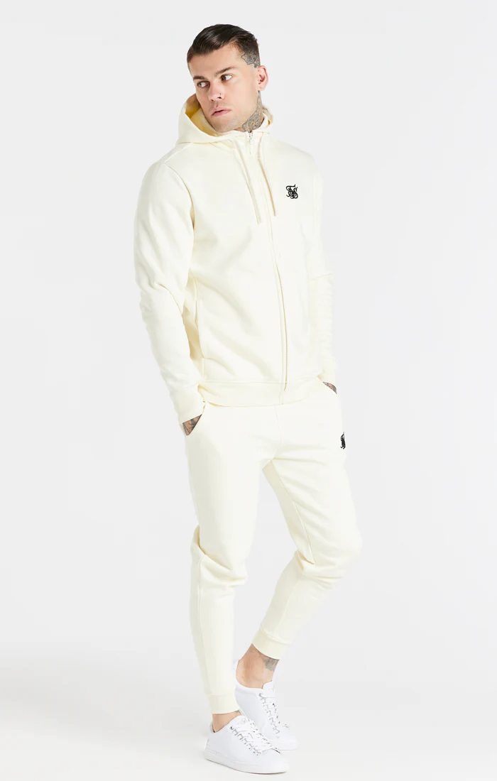 Ecru Essential Zip Through Funnel Neck Hoodie - Image 3