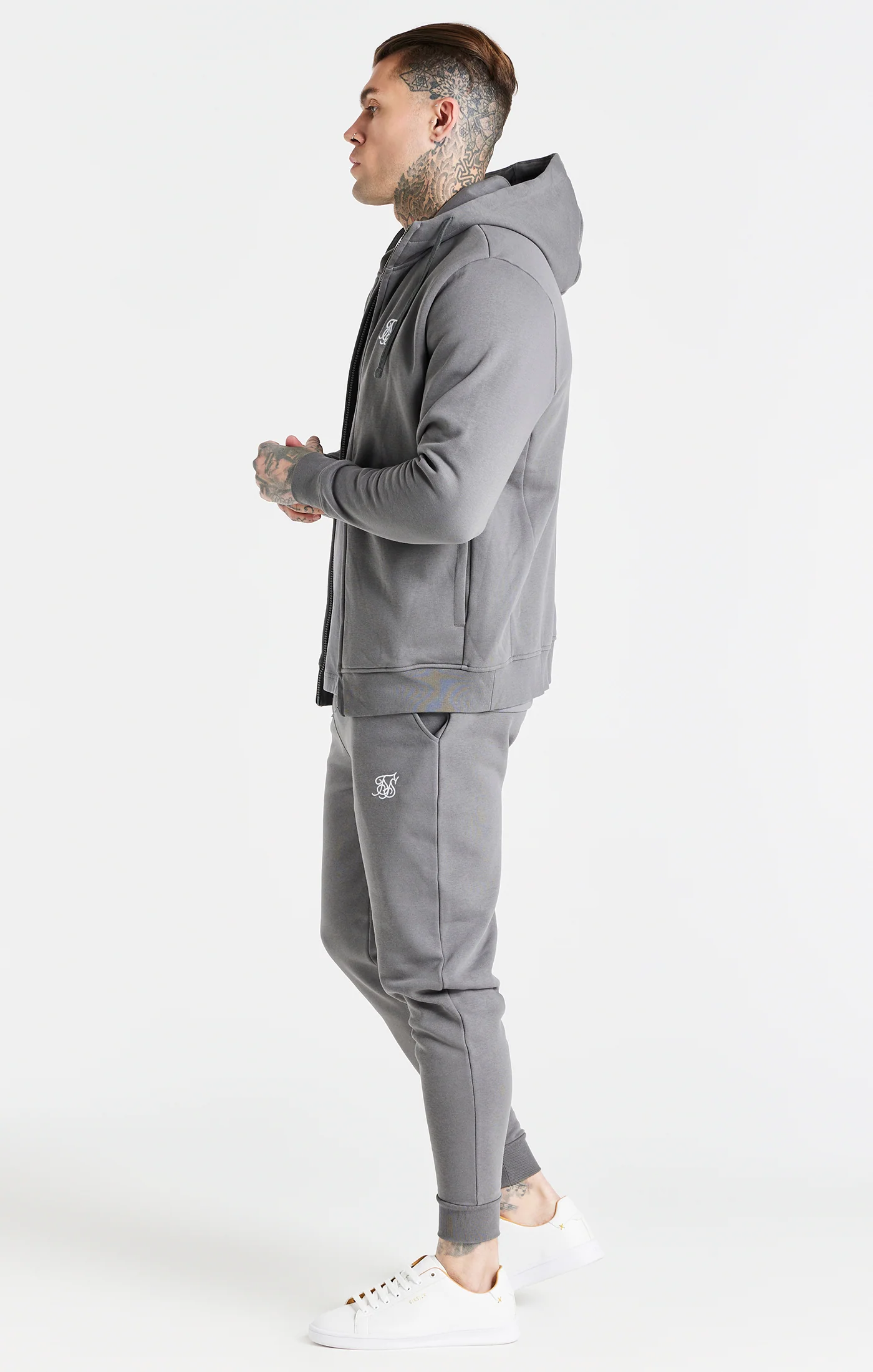 Grey Essential Zip Through Funnel Neck Hoodie - Image 4
