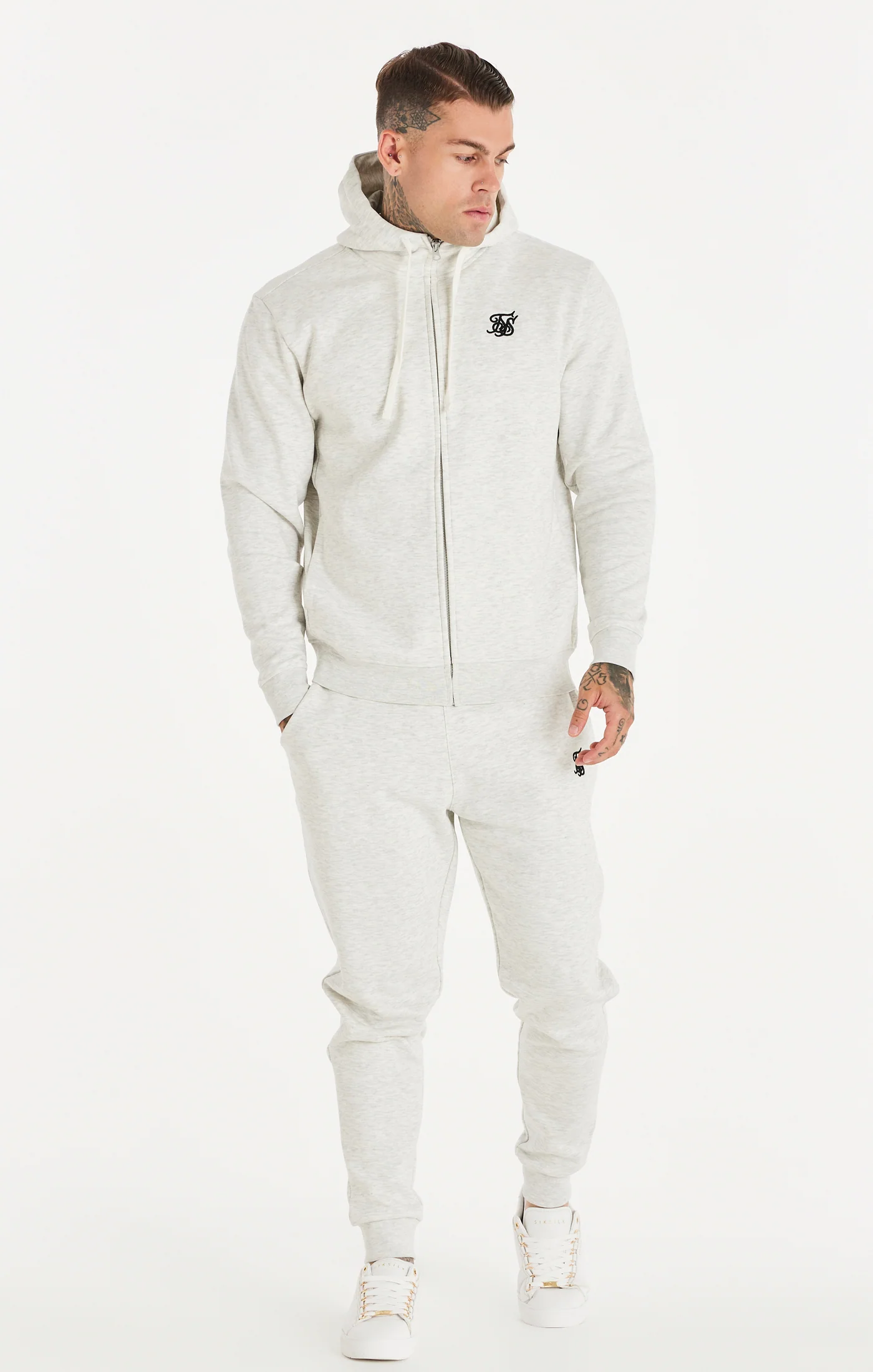 Snow Marl Essential Zip-Thru Funnel Neck Hoodie - Image 4