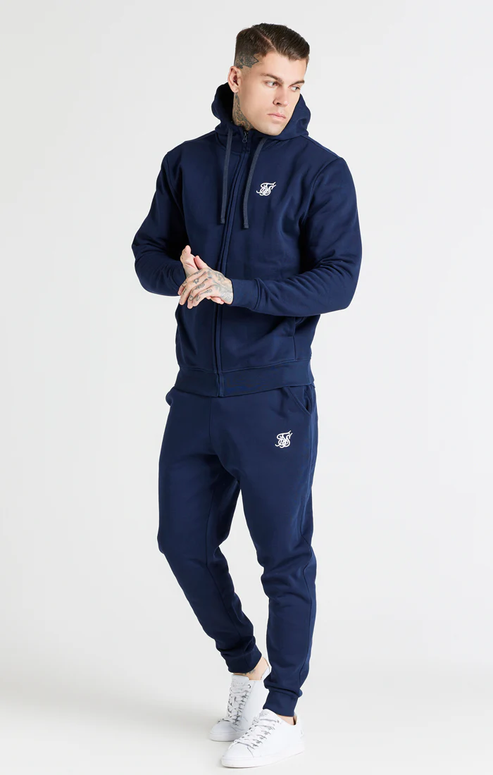 Navy Essential Zip Through Funnel Neck Hoodie - Image 4
