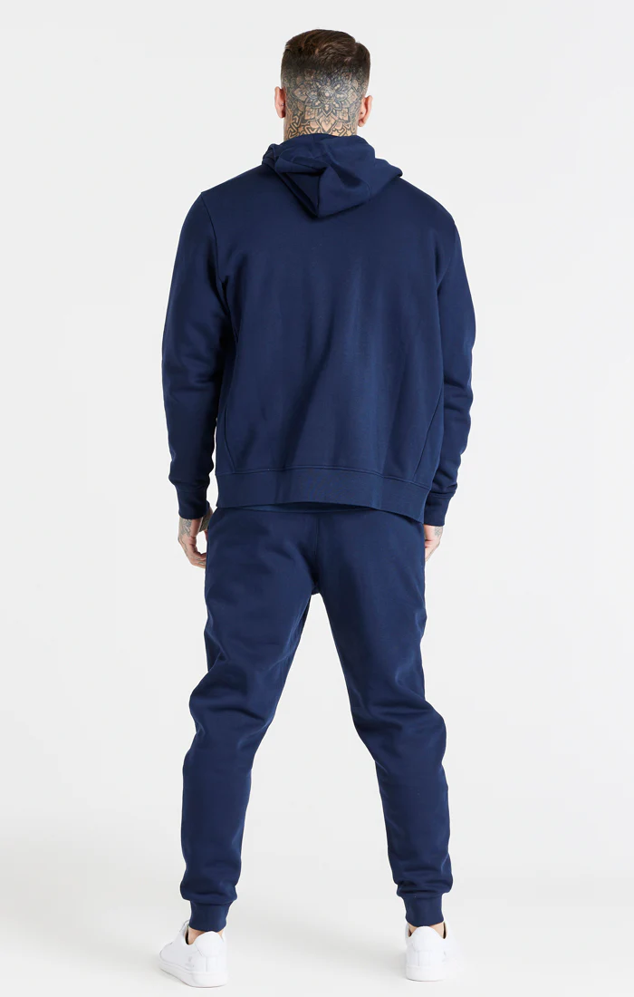 Navy Essential Zip Through Funnel Neck Hoodie - Image 5