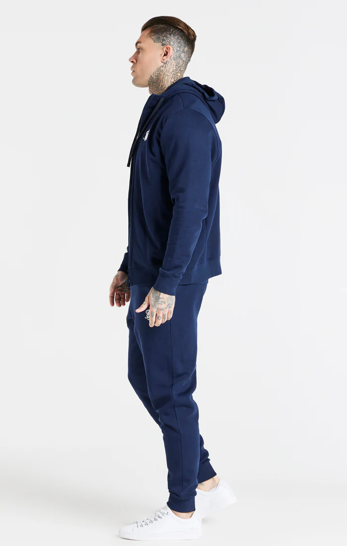 Navy Essential Zip Through Funnel Neck Hoodie - Image 6