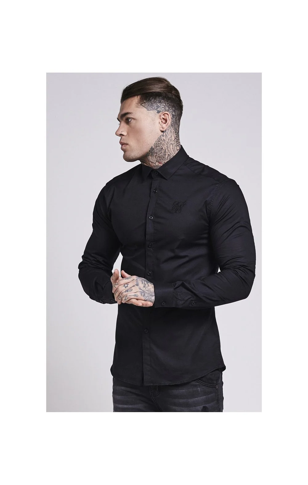 Black Cotton Stretch Shirt