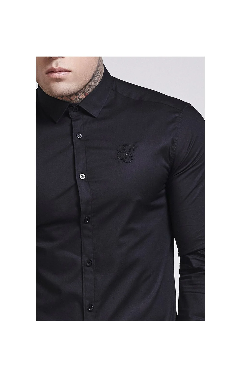 Black Cotton Stretch Shirt - Image 2