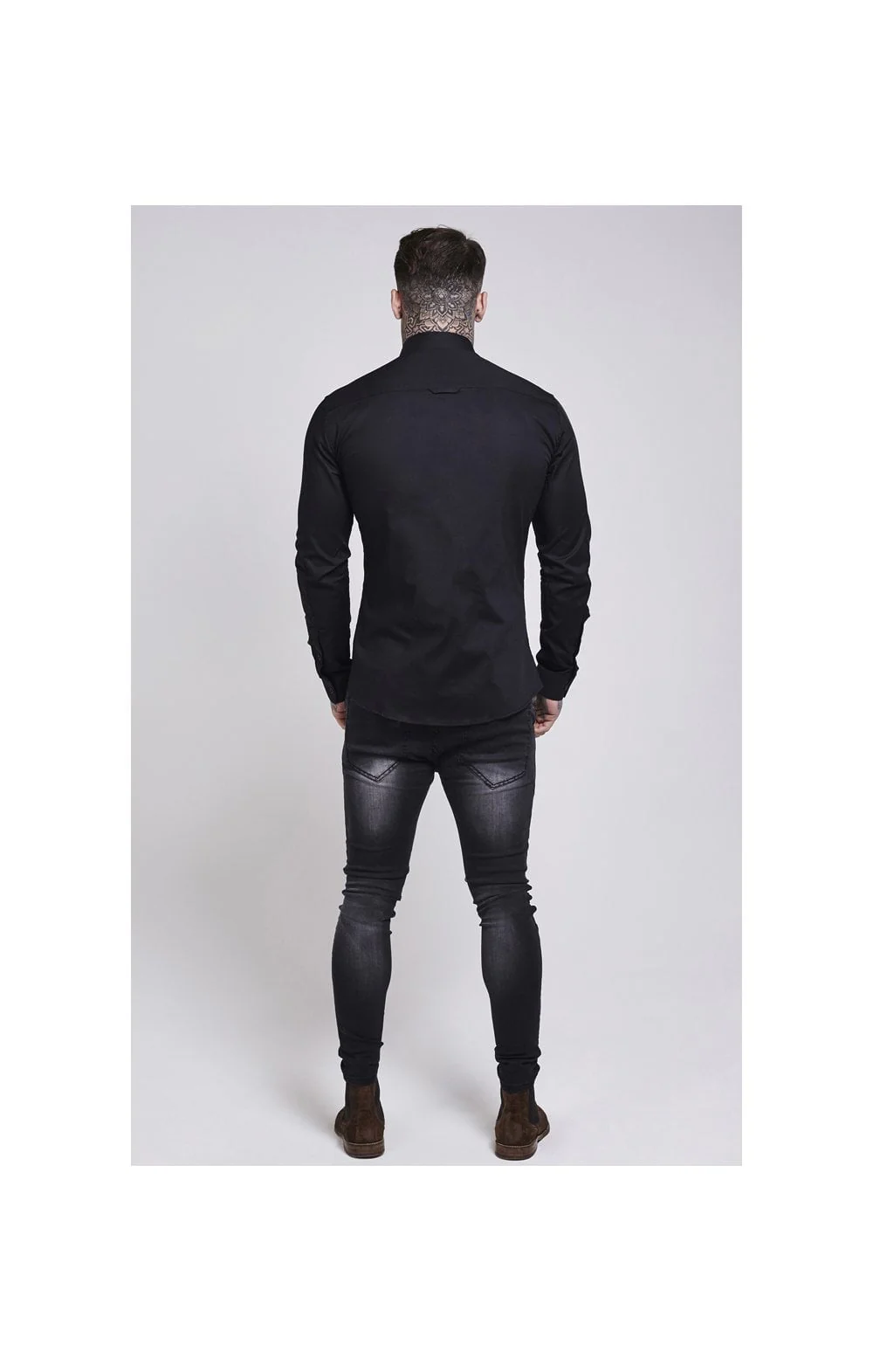 Black Cotton Stretch Shirt - Image 5
