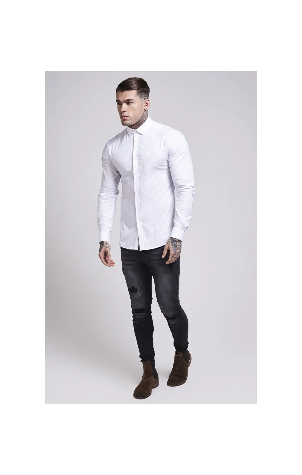 White Cotton Stretch Shirt - Image 2
