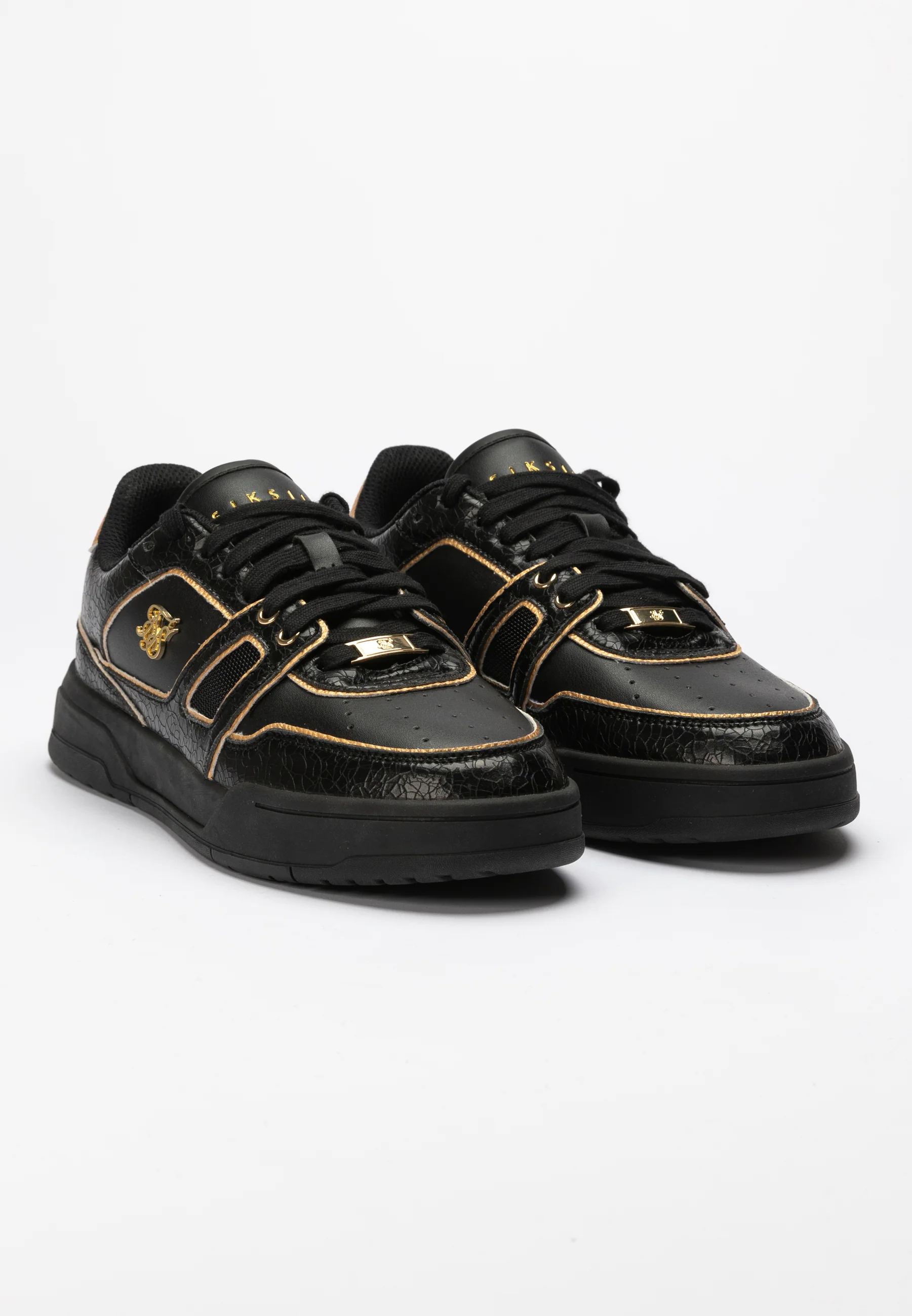 Black And Gold Trimmed Low Top Court Trainer - Image 4