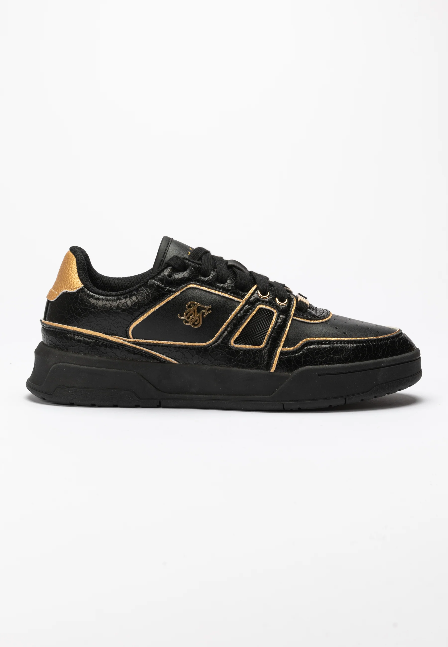 Black And Gold Trimmed Low Top Court Trainer