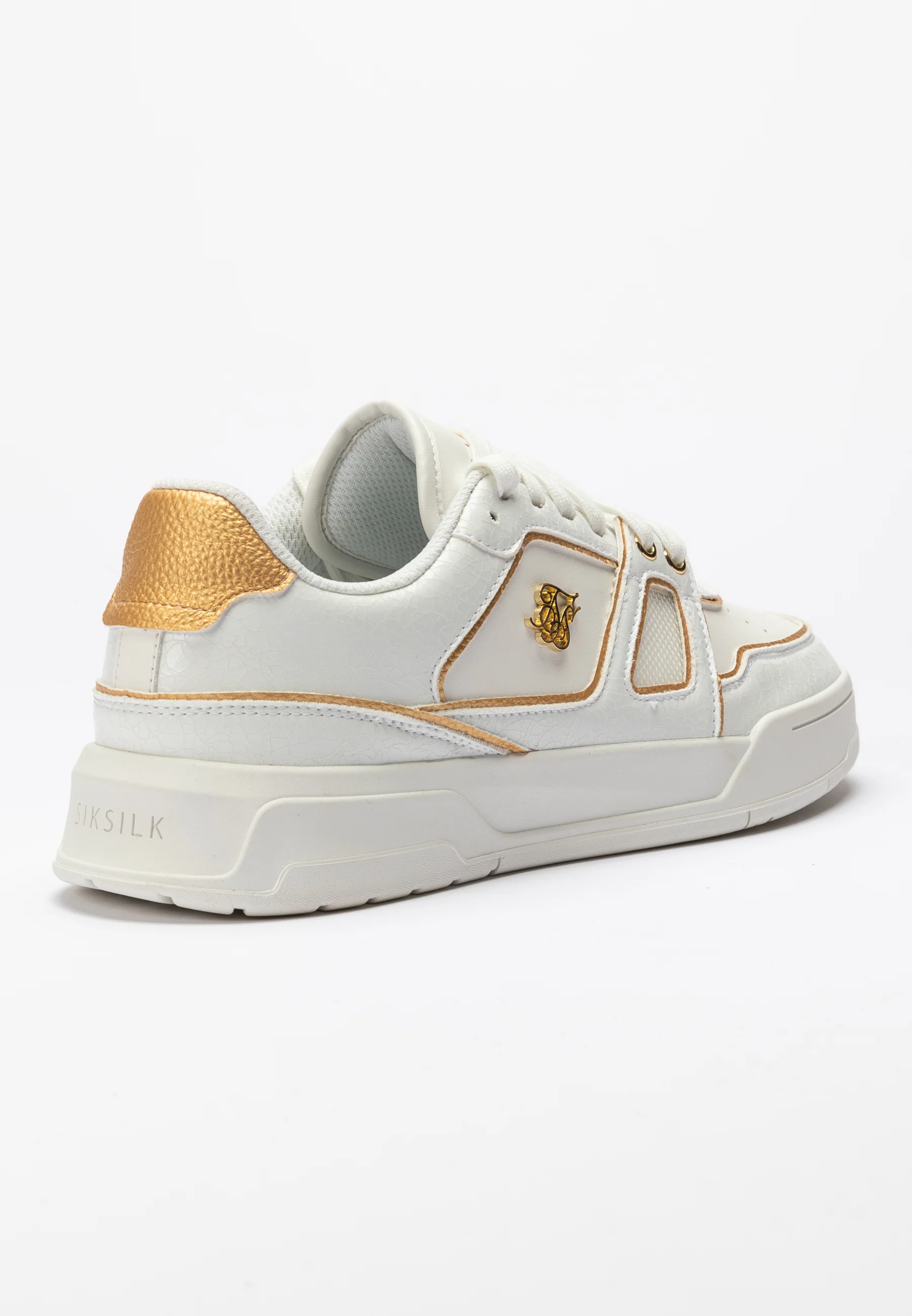 White And Gold Trimmed Low Top Court Trainer - Image 2