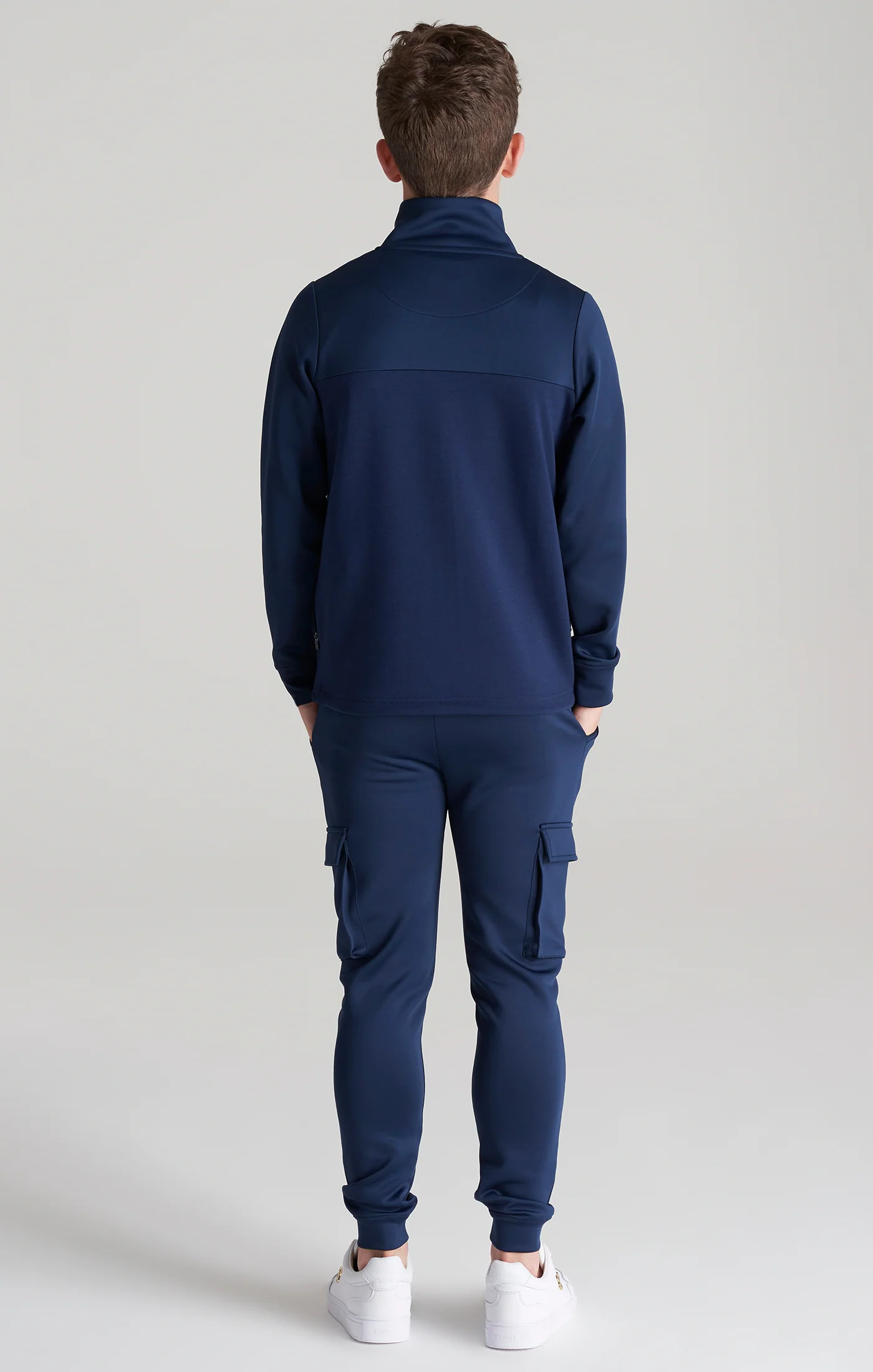 Boys Navy Fade Zip Thru Funnel Neck - Image 5