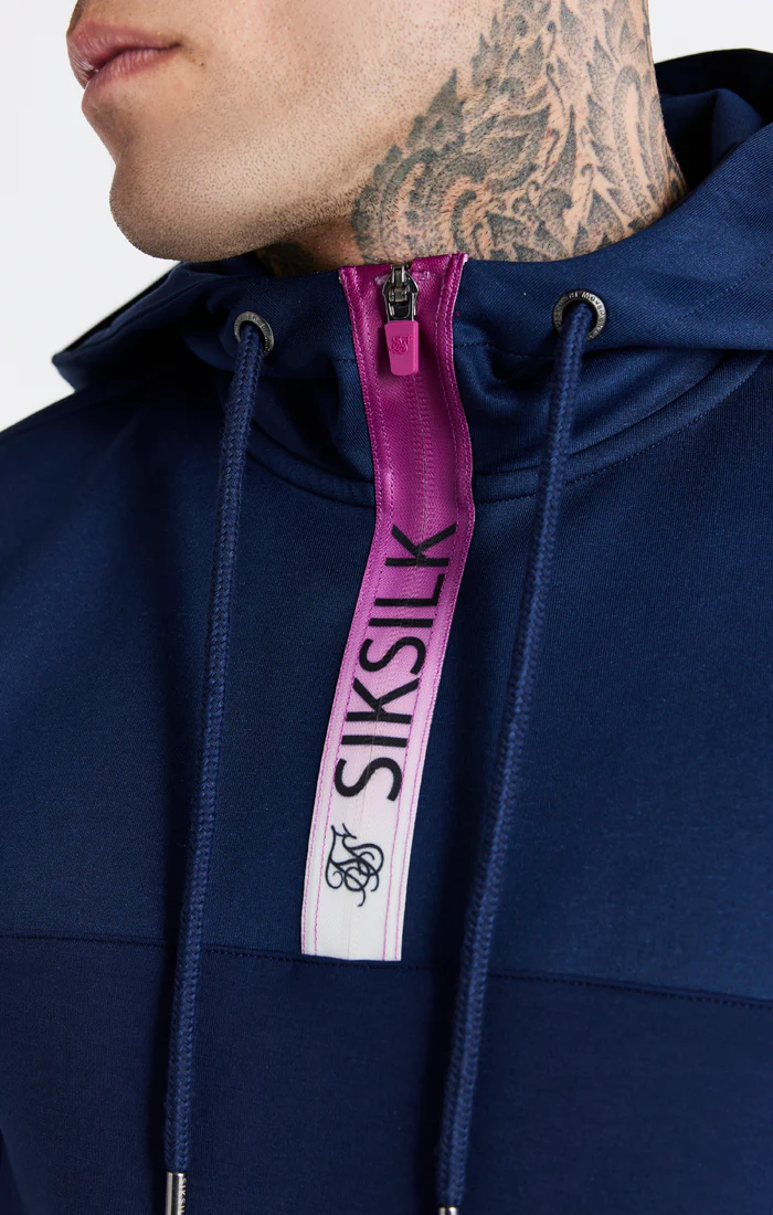 Navy Covert Fade Half Zip Hoodie - Image 2