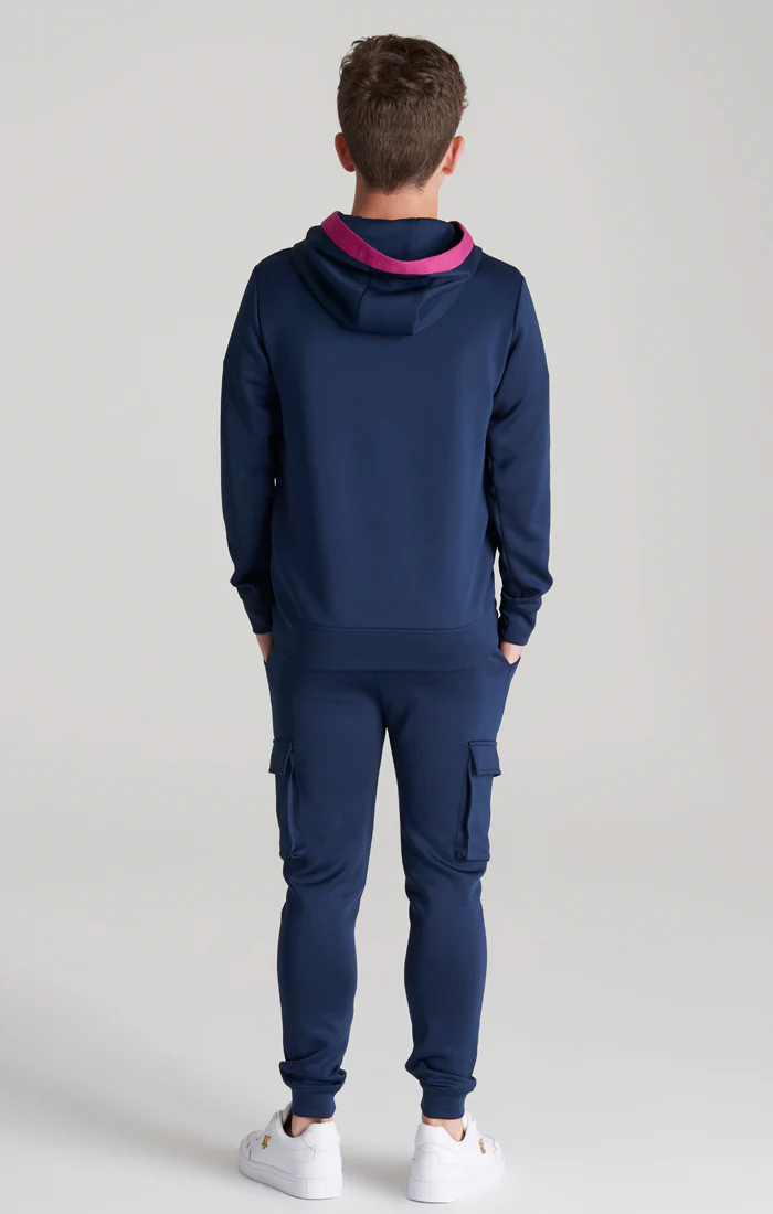 Boys Navy Taped Overhead Hoodie - Image 6