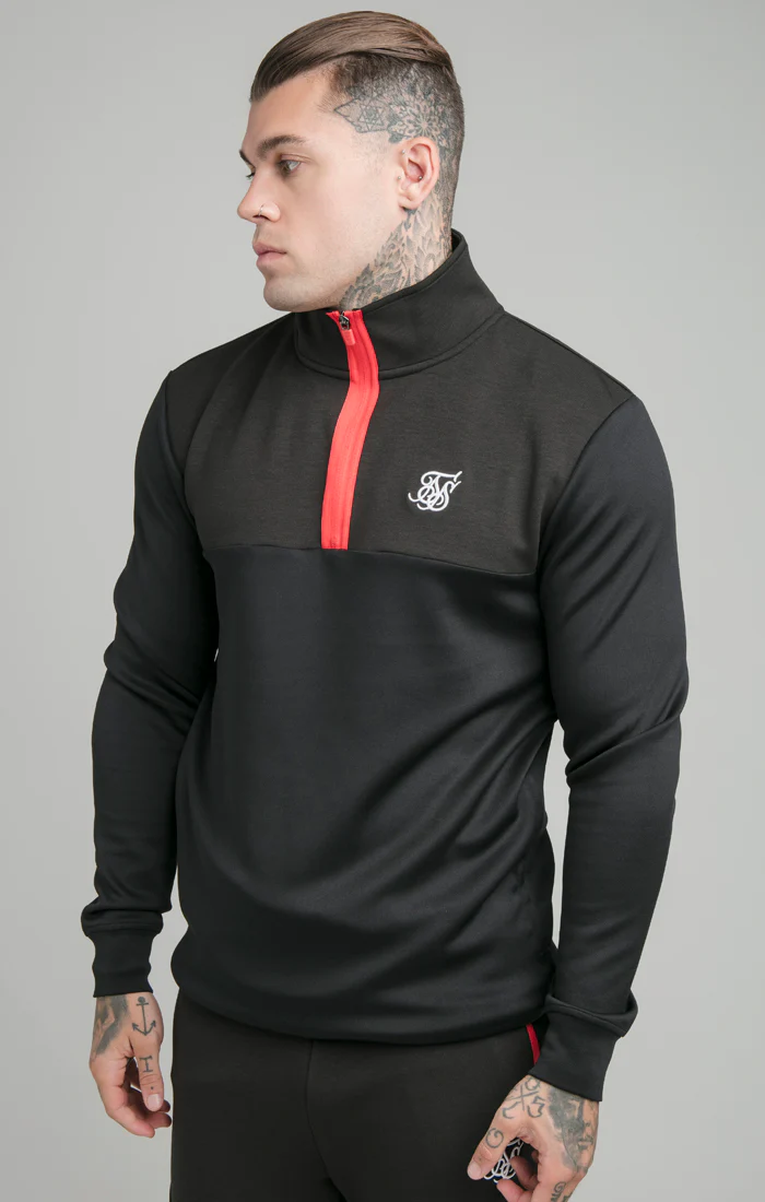 Black Covert Quarter Zip Funnel