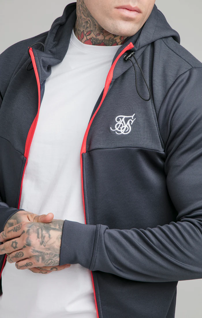 Navy Covert Zip Through Hoodie - Image 2