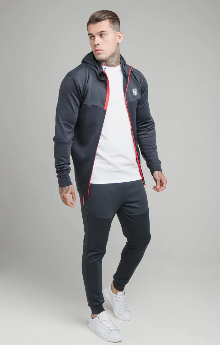 Navy Covert Zip Through Hoodie - Image 3