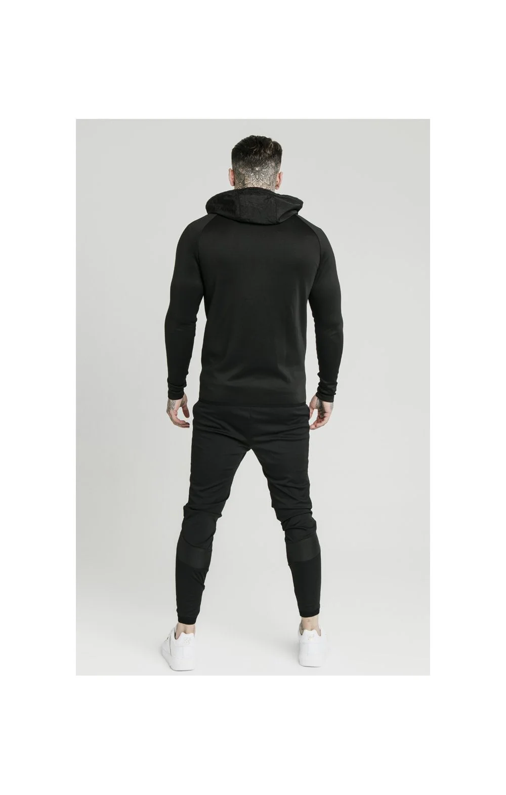 SikSilk Creased Nylon Zip Through Hoodie – Black - Image 6