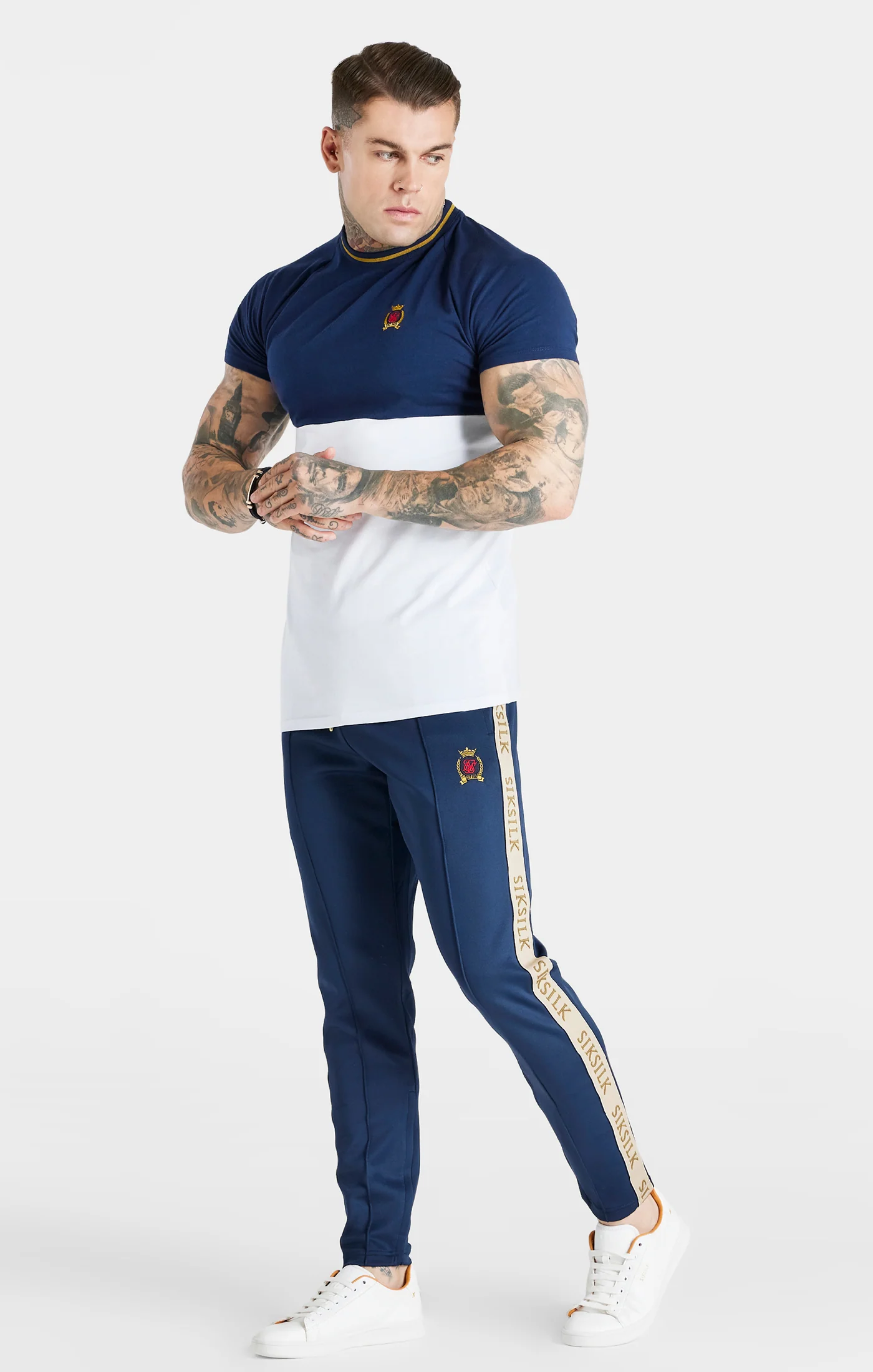 Navy Cut & Sew Muscle Fit T-Shirt - Image 4