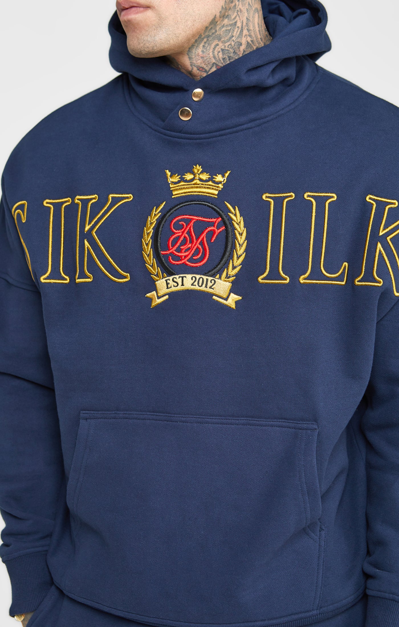Navy Oversized Embroidery Hoodie - Image 2