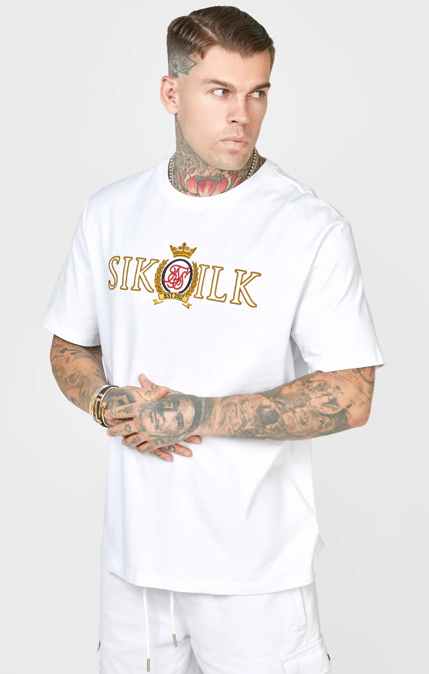 White Oversized Crest T-Shirt