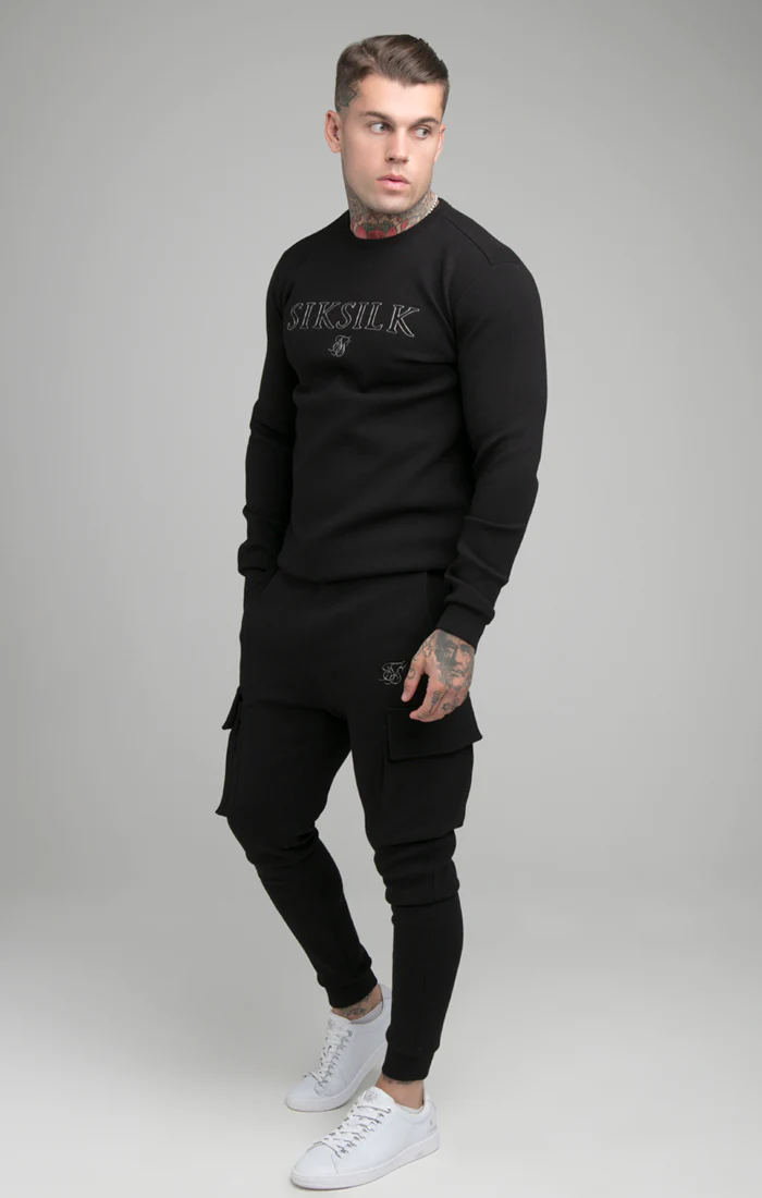 SikSilk Crew Neck Sweater - Black - Image 2