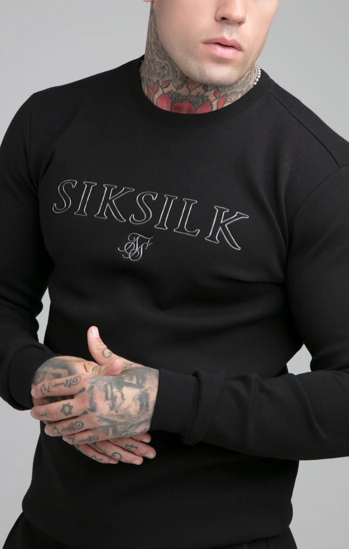 SikSilk Crew Neck Sweater - Black - Image 4