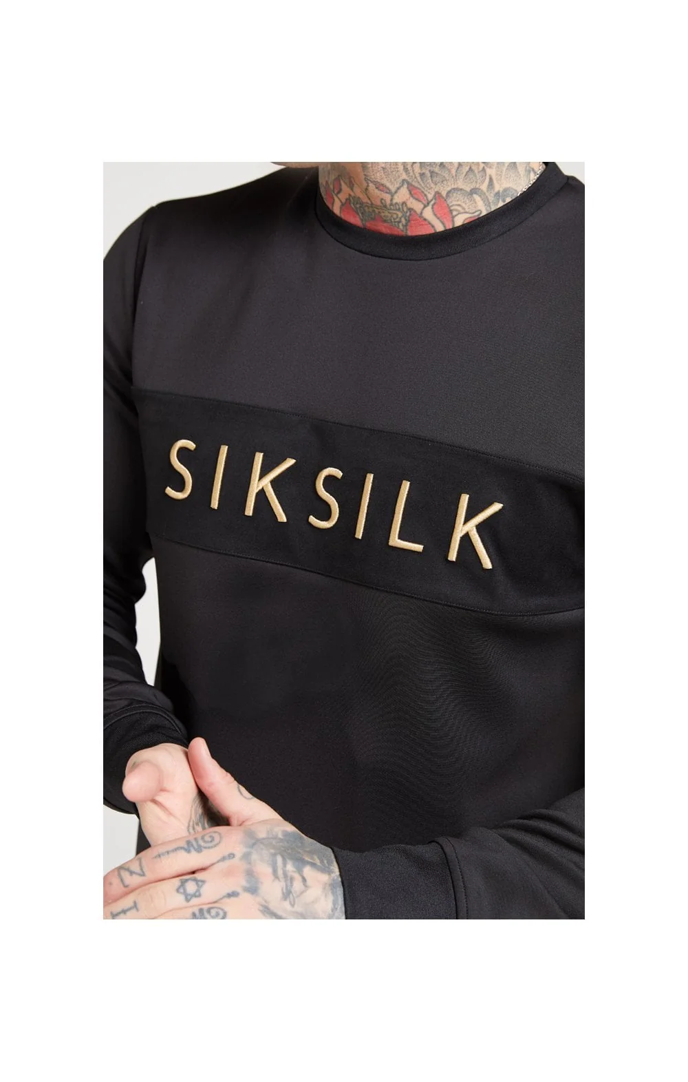 SikSilk Crew Sweat – Black & Gold - Image 2
