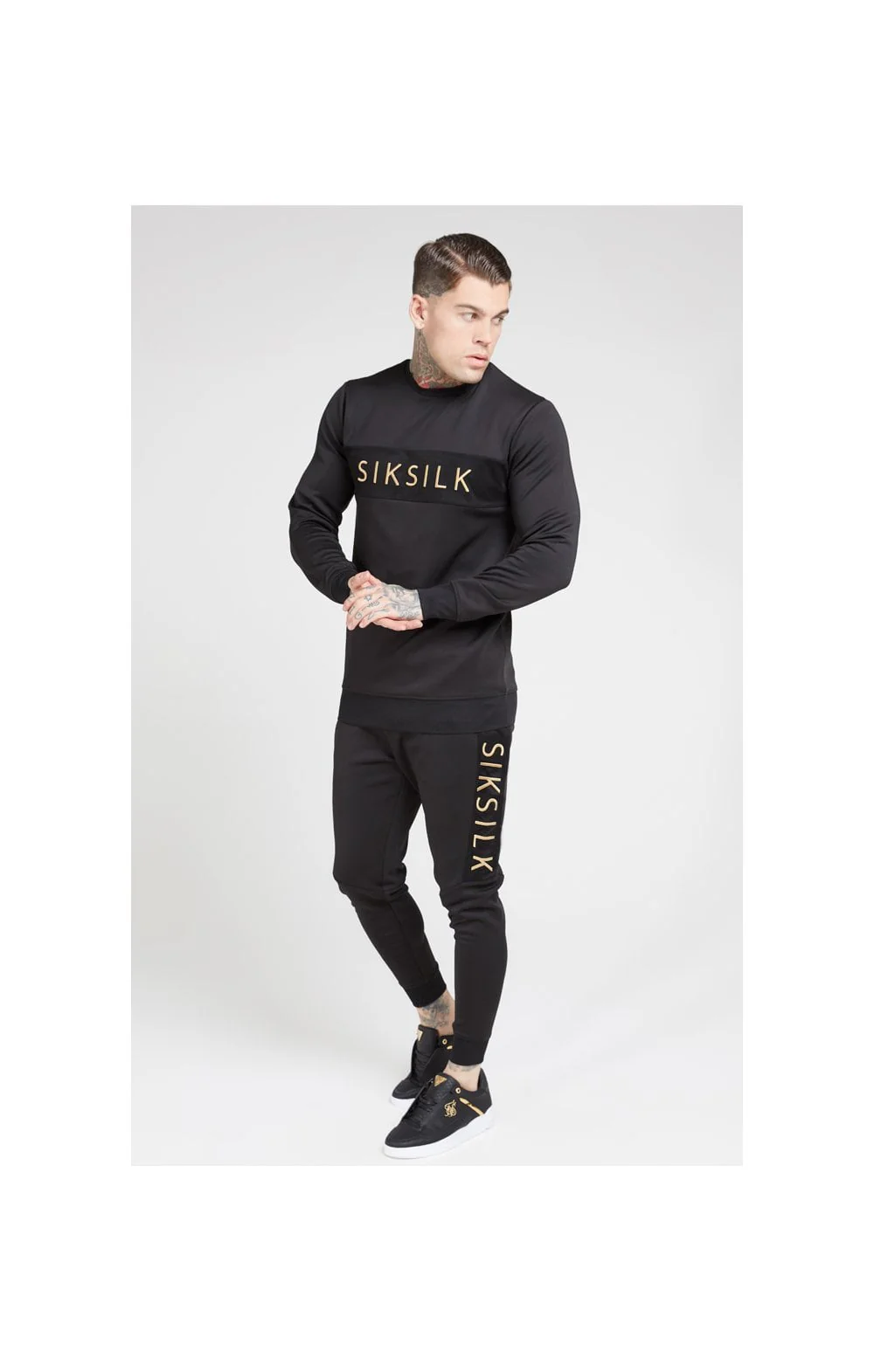 SikSilk Crew Sweat – Black & Gold - Image 4