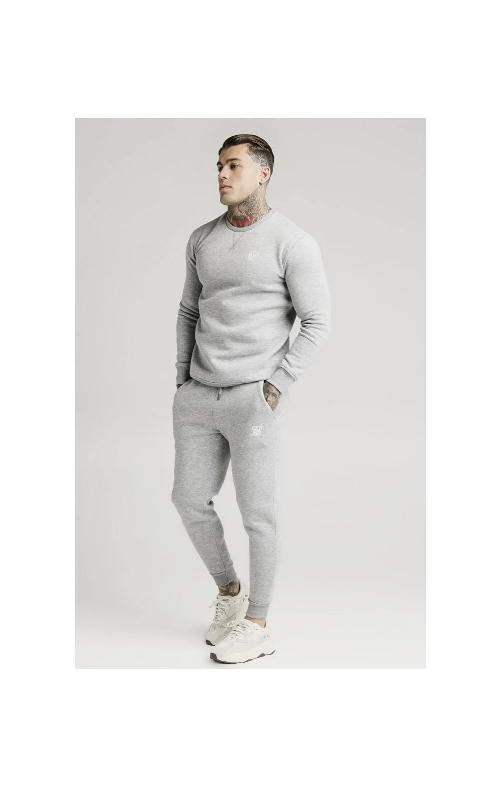 Grey Marl Essential Crew Sweatshirt - Image 2