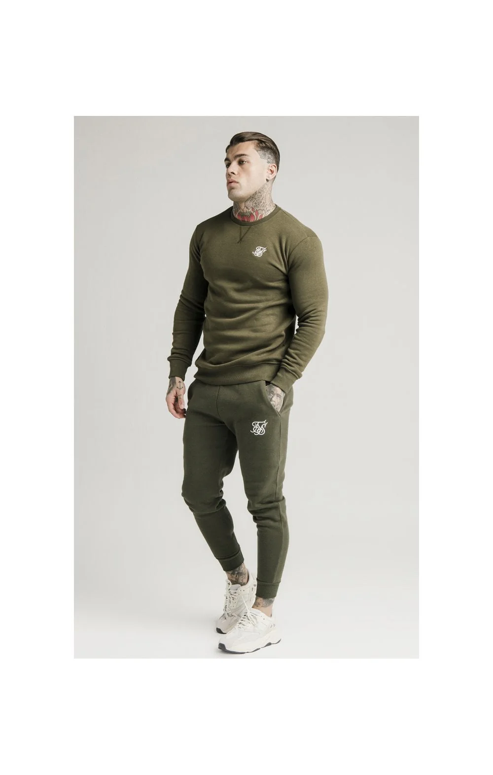 SikSilk Crew Sweat - Khaki - Image 2