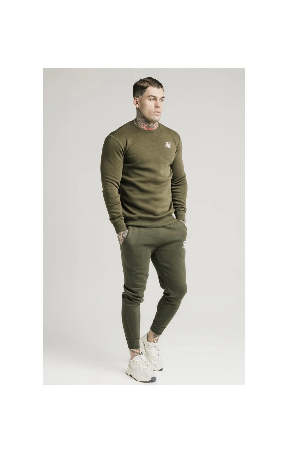 SikSilk Crew Sweat - Khaki - Image 3