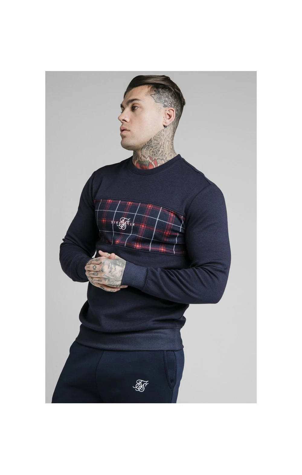 SikSilk Crew Sweat - Navy - Image 2