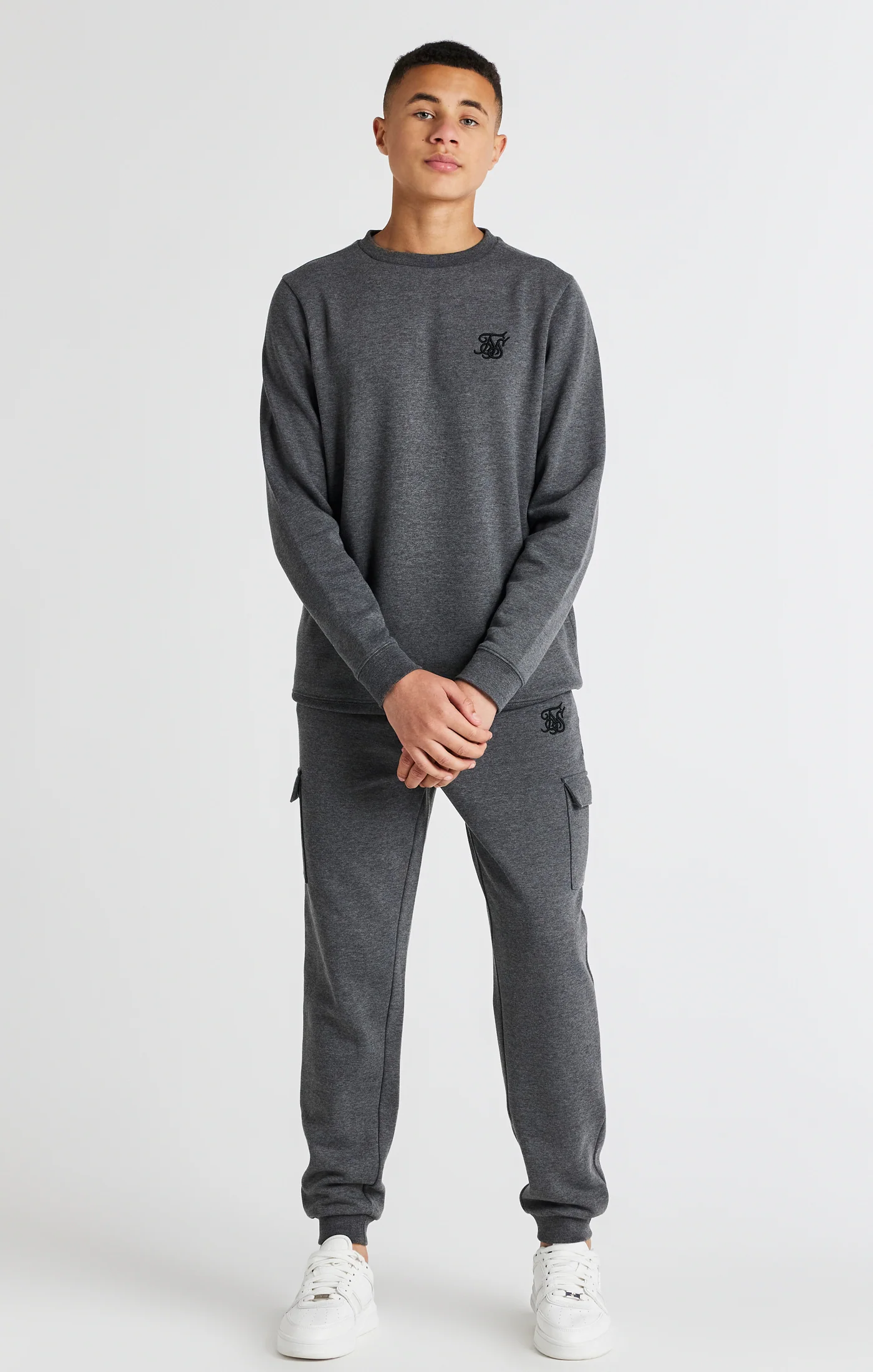 Boys Dark Grey Marl Crew Sweatshirt - Image 3