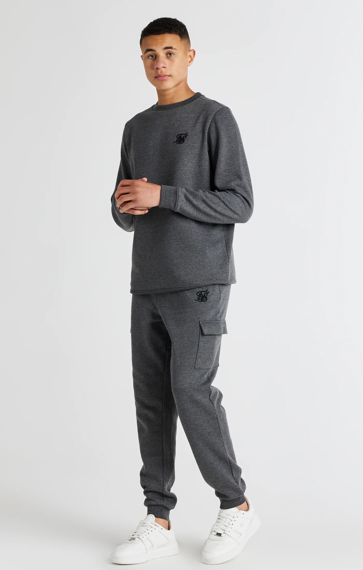 Boys Dark Grey Marl Crew Sweatshirt - Image 4