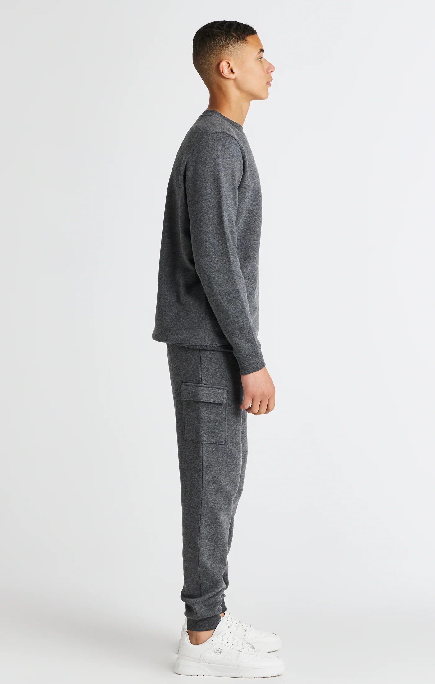 Boys Dark Grey Marl Crew Sweatshirt - Image 6