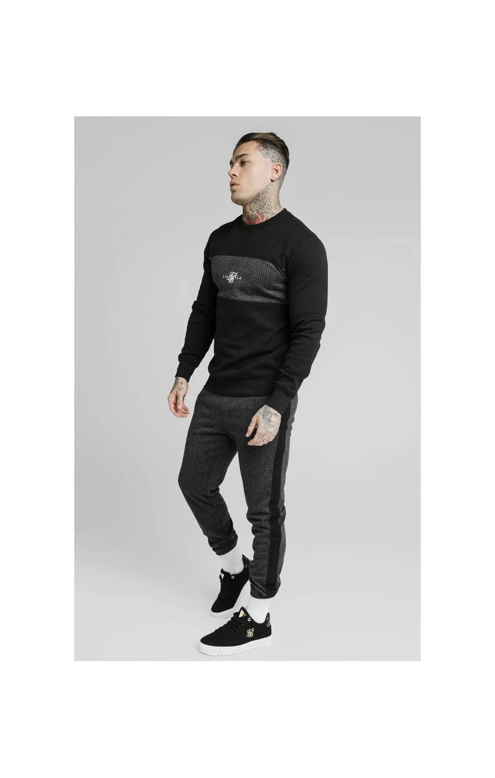 SikSilk Crew Sweater - Grey - Image 3