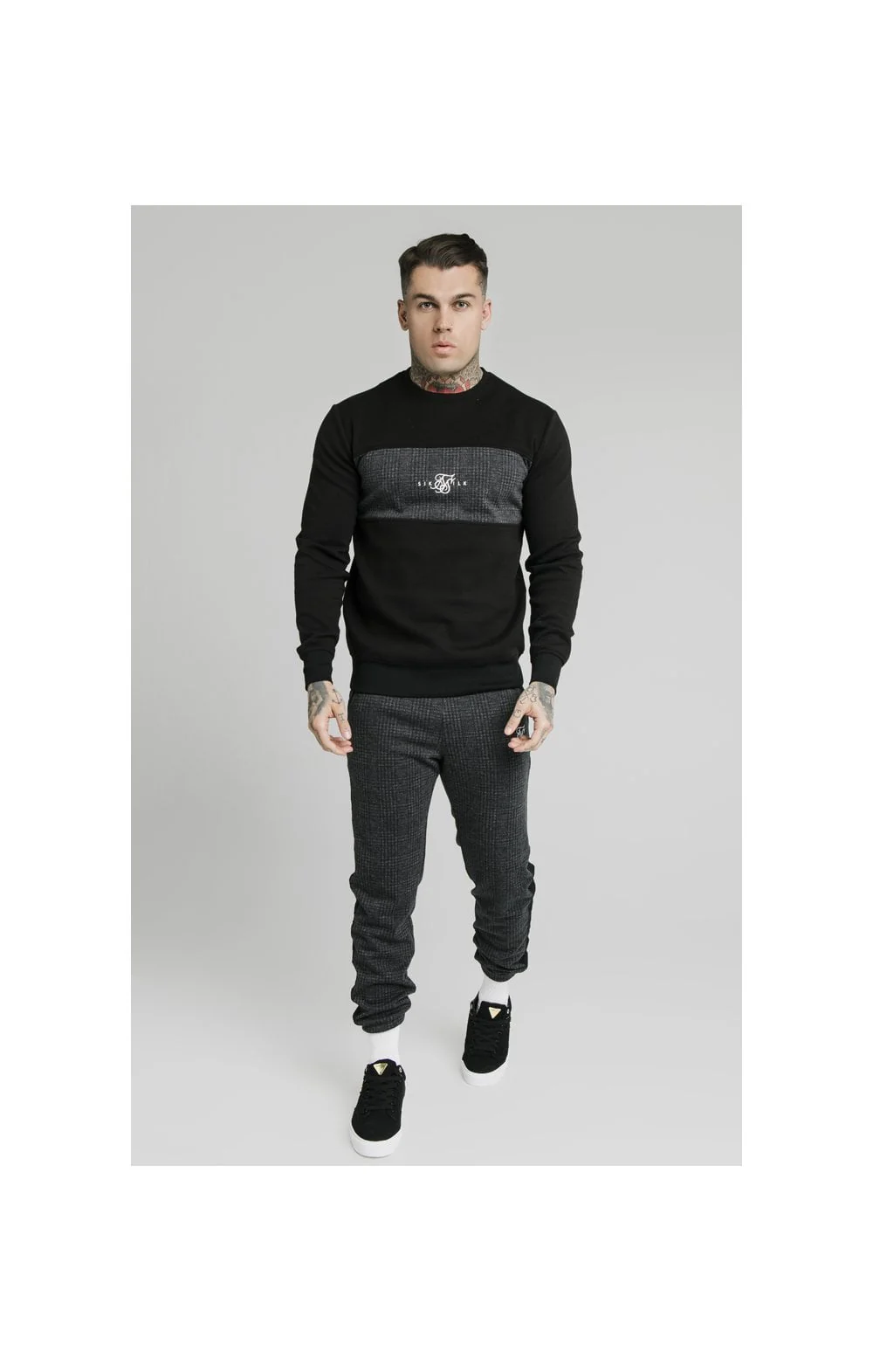 SikSilk Crew Sweater - Grey - Image 4