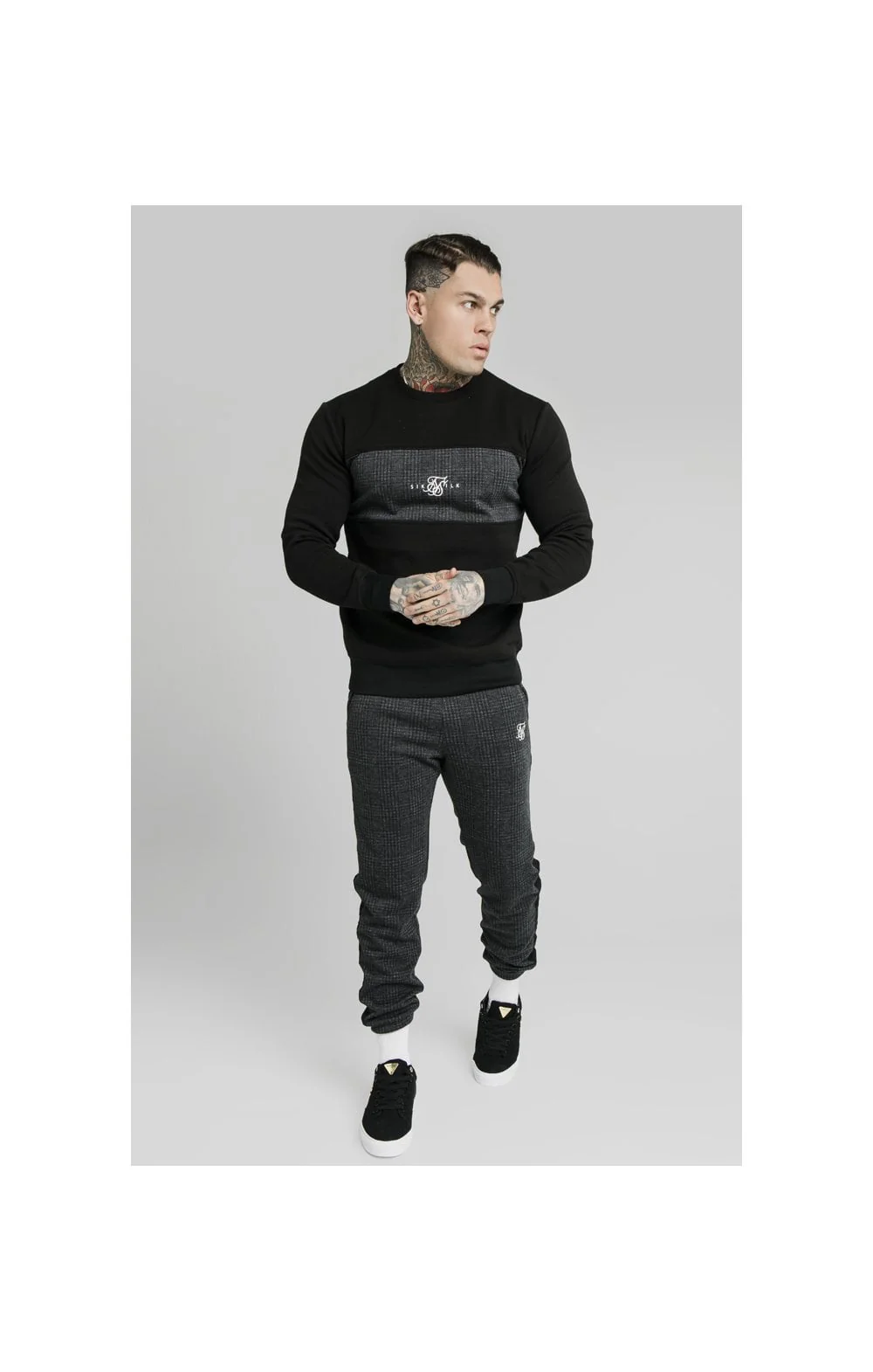 SikSilk Crew Sweater - Grey - Image 6