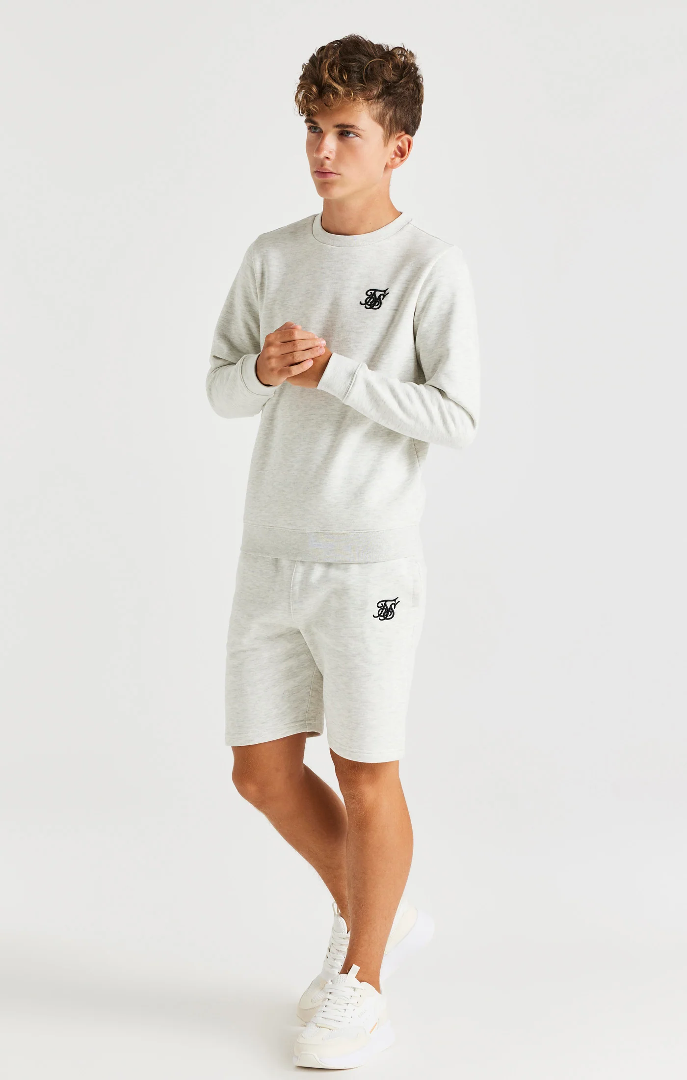 SikSilk Crew Sweater - Snow Marl - Image 3